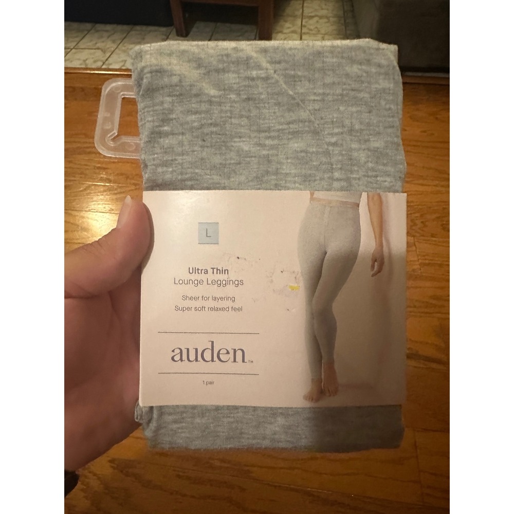 Auden Ultra Thin Lounge Leggings Heather Gray Sheer Layering Size L Large NWT